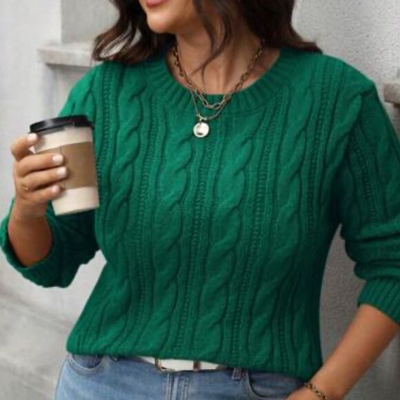 VINE & LOVE chunky knit sweater green women’s sz large St.‎ Patrick’s Day - Picture 1 of 8
